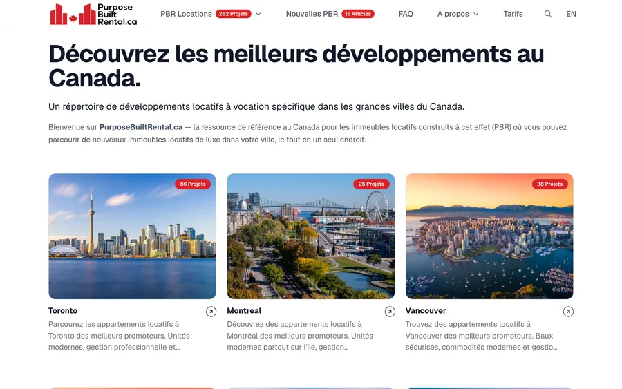 Site web Purpose Built Rental