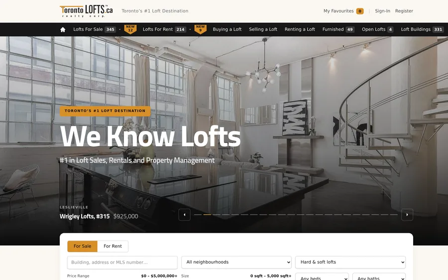 Toronto Lofts website